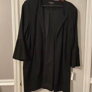 Women’s black knee length blazer - size L- brand Roz & Ali- BRAND NEW!